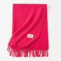 Elegant magenta pink solid color long knit scarf featuring classic soft tassel fringes - 200*68cm (Without Label) / Rose Red