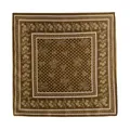 Elegante bruine zijdeachtige vierkante sjaal met bloemen- en stippenprint voor dames - Groene Bloemen (FH26-6117-3) / 70x70cm