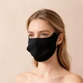 Black 19mm mulberry silk sun protection face mask for women breathable and soft - Black