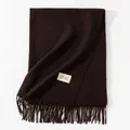 Solid dark brown winter scarf with long tassels for men and women, thick and warm - 200*68CM (No Tag) / Dark Brown