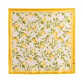 Elegante zijdeachtige vierkante sjaal met een citroenprint en een gele biesafwerking - Lichtgeel Citroen (FH26-6117-5) / 70x70cm