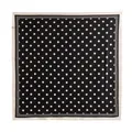 Elegant black and white polka dot square silk scarf shown in a flat lay position - Black Polka Dot Style (FH26-6119-10)