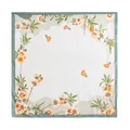 Elegante foulard quadrato in finta seta con stampa floreale e bordo verde su bianco - Floreale Bordo Blu