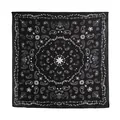 Bandana carré noir vintage avec motif paisley blanc pour porter sur la tête ou le cou - Motif Paisley Noir (FH26-6123-6)