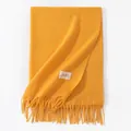 Premium mustard yellow solid color winter scarf with soft texture and long fringe - 200*68CM (No Tag) / Ginkgo Yellow