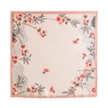 Elegante sciarpa in seta color pesca con stampa floreale di ciliegio e bordo satin - Bordo Rosa Floreale