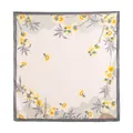 Elegante sciarpa quadrata in finta seta con stampa floreale gialla e grigia - Bordo Grigio Floreale