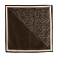 Elegante foulard quadrato in seta marrone con motivo paisley e pois diagonale - Verde oliva