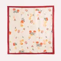 Elegante foulard quadrato in finta seta con stampa floreale e bordo rosso per donna - Bordo Rosso Rosa