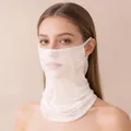 White silk sun protection face mask and neck gaiter for women's outdoor golf sports - White