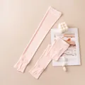 Elegantes manguitos de protección solar en seda de mora rosa con agujeros para pulgar - Rosa