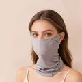 Premium grey silk sun protection face mask and neck gaiter for outdoor golf and sports - Silver Gray