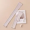 Breathable mulberry silk sun protection arm sleeves in pale lavender for driving. - Gray