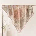 Elegant mulberry silk square scarf with vintage botanical floral print on display - Double Sided Botanical Garden Grey-Green