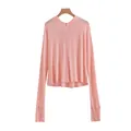 Felpa con cappuccio anti-UV in seta di ghiaccio rosa chiaro per donna con asole pollice - XL / Top / Rosa chiaro