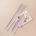 Manguitos elegantes de seda color lavanda para protección solar con detalle de encaje - M / Estilo de Volantes de Encaje / Gris Plata