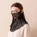 Breathable black mesh summer UV protection face veil and neck gaiter for outdoor use - One Size / Black
