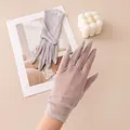 Elegant grey lace mesh sun protection gloves for women driving and summer outdoor activities - Silver Gray