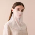 White sun protection face veil with ear loops and breathable mesh for outdoor neck gaiter - One Size / White