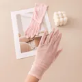 Light pink breathable mesh sun protection driving gloves for women in a summer style - Light Pink
