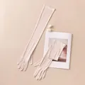 Elegant long beige silk sun protection gloves for women's summer UV protection or formal wear - Beige