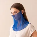 Breathable blue mesh sun protection face veil with neck gaiter for outdoor cycling - One Size / Sapphire Blue