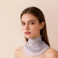 Elegant lavender silk mesh sun protection neck gaiter with ruffled edges for women - Silver Gray