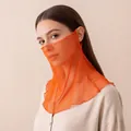 Breathable summer sun protection face veil and neck gaiter in vibrant solid orange color - One Size / Orange