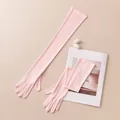 Elegant long pink mulberry silk sun protection gloves for women's etiquette and parties - Light Pink