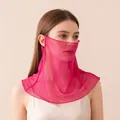 Pink breathable mesh sun protection face veil and neck gaiter for outdoor summer cycling - One Size / Rose Red