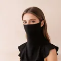 Επαγγελματική μαύρη μάσκα προστασίας από τον ήλιο με κάλυμμα λαιμού για οδήγηση και ποδηλασία - Μαύρο
