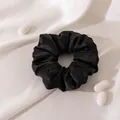 Premium black pure silk satin scrunchie for gentle hair care and ponytail styling - Large (FHZ26-90353-3) / Black