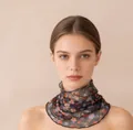 Elegant floral print silk mesh neck gaiter and breathable sun protection scarf for women - Bright Future