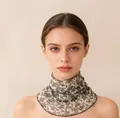 Elegant floral print silk neck gaiter for women providing chic sun protection accessory - Ink Rhythm Flower