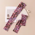 Breathable long silk sun protection arm sleeves with abstract purple leopard print - Abstract Leopard Print