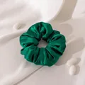 Elegant dark green silk satin scrunchie hair tie for hair styling and sleeping protection - Large (FHZ26-90353-5) / Dark Green