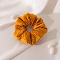 Golden yellow pure silk satin large scrunchie hair tie for elegant ponytail styling - Large (FHZ26-90353-7) / Amber Yellow