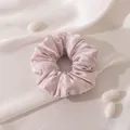 Elegant pale pink silk satin scrunchie for gentle hair care and ponytails - L / Taro Purple