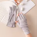 Light grey pure silk fingerless gloves for summer sun protection and driving - Silver Gray (FHZ26D12-90458-4)