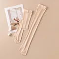 Breathable pure silk long sun protection arm sleeves in nude beige for outdoor driving - Nude