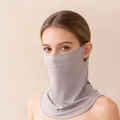 Grey silk sun protection face mask and neck gaiter for women with ear loop design - One Size / Silver Gray