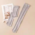 Premium pure silk sun protection arm sleeves in light grey for outdoor summer driving - Gray