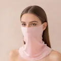 Elegant pale pink mulberry silk sun protection face mask and neck gaiter for women - One Size / Light Pink