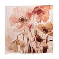 Elegant earth-toned floral print silk square scarf for women with vintage poppy motif - Burgundy Floral