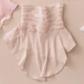 Elegant light pink breathable mesh neck warmer and sun protection fake collar for women - Pleated Stand-up Style (90470-3) / Beige