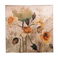 Elegant mulberry silk square scarf with a vintage artistic floral print in warm tones - Ink Flowers