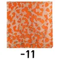 Close-up detail of a silk-like square scarf featuring a vibrant orange leopard print - Orange Abstract Spots (FH25-QC-2-11) / 85x180cm