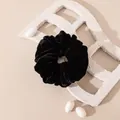 Premium large black velvet scrunchie hair tie for elegant vintage bun hairstyles - L / Black