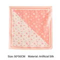 Elegant floral print faux silk square scarf for women in peach and cream tones, 50x50cm - 50*50CM / Pink and White Patchwork (SW-100643A-2)