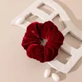 Elegant deep red velvet scrunchie with soft ruffled texture for sophisticated hair styles - L / Berry Plum
